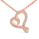 14k Rose Gold Plated Silver 1/10 Cttw Diamond Open Heart Pendant Necklace