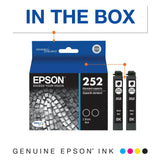 EPSON 252 DURABrite Ultra Ink Standard Capacity Black Dual Cartridge Pack (T252120-D2) Works with WorkForce WF-3620, WF-3640, WF-7110, WF-7610, WF-7620, WF-7710, WF-7720, WF-7210