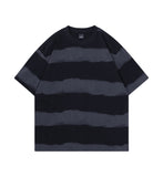 Tie-dye Washed Striped Short-Sleeve Mens Cotton T-Shirt