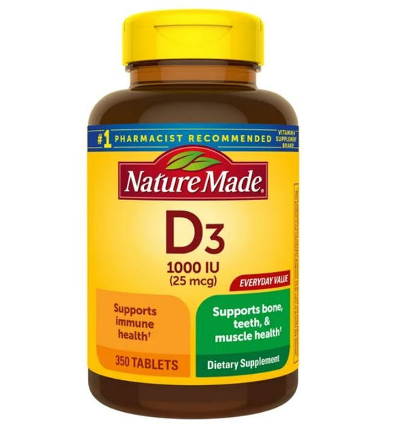 Nature Made Vitamin D3 1000 IU (25 mcg) Tablets, Dietary Supplement for Bone and Immune Health Support, 350 Count