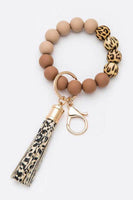 Silicon Printed Beads Tassel Bracelet Key Chain