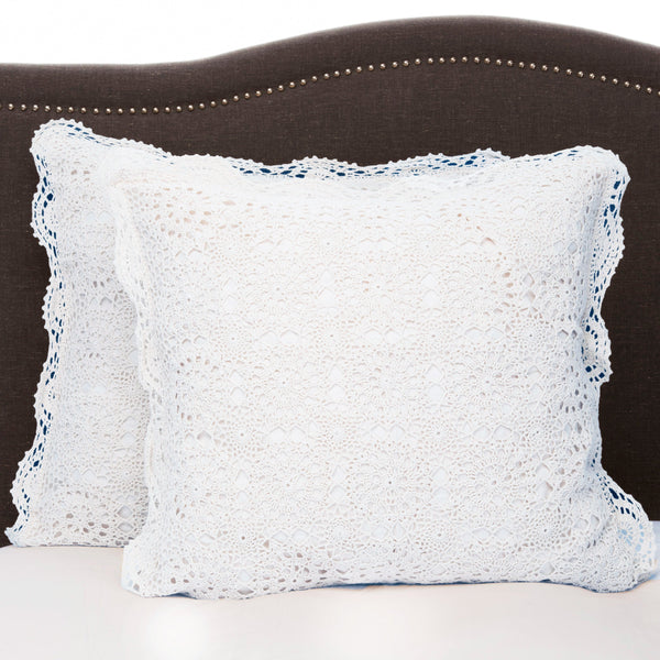 Hand Made Crochet Cotton Pillow Sham Pairs