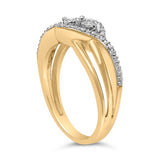 14K Yellow Gold Plated Sterling Silver 1/10 Cttw Diamond Bypass Ring