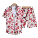 Floral Shirt Set Short Sleeves Retro All-over Floral Print Trendy