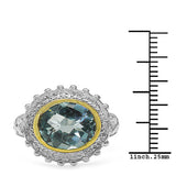 Two Tone Plated 5.01 Carat Genuine Blue Topaz & White Topaz .925 Sterling Silver Ring
