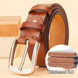 Mens Leather Belt Versatile Solid Pin Buckle Waistband