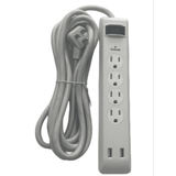 Hyper Tough Indoor 4-Outlet 10ft Surge Protector 900-Joule Protection with 2 USB Ports, White,125V,15A