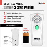Anderic Substitute for Hampton Bay UC7080T CHQ7080T Ceiling Fan Remote Control [RR7080T]