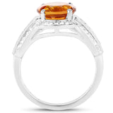 2.81 Carat Genuine Citrine and White Topaz .925 Sterling Silver Ring