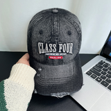 Monochrome Three-dimensional Letter Embroidered Frayed Beveled-edge Washed-out Vintage Style Casual Baseball Cap Suitable For Outdoor Entertainment