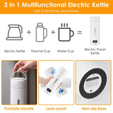 17Oz Stainless Steel Travel Electric Kettle with 4 Temperature Preset Modes