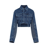 Off White Motorcycle Hole Crop Jacket Women