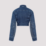 Off White Motorcycle Hole Crop Jacket Women