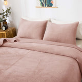 Kasentex Lightweight Plush Velvet Quilt Set Queen/King - Soft All Season Bedspread Coverlet