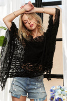 ADORA Boat Neck Crochet Lace Cover Up