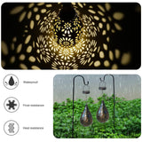 Hanging Solar Lantern Lights, Boho Decorative LED Garden Lights, Waterproof Solar Metal Lamp for Outdoor Patio Lawn Decor