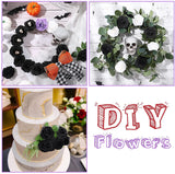 25 Pcs Artificial Rose Flowers, Foam Fake Flowers DIY Bouquets with Leaves and Stems for Wedding Party DIY Bouquets, Baby Shower, Home Decoration (Black)