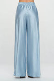 Stretch Satin Pants w/ Elastic Waist and Pockets
