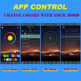 Multi-Color Strip Lights with App Control, Smart Interior 48 LED Car Lights with Music Mode, Under Dash Interior Lights for Cars, SUVs, DC 12V, 4 Pcs
