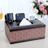 Multifunctional leather tissue box