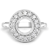 0.48 Carat Genuine White Diamond 14K White Gold Semi Mount Ring - holds 8.00mm Round Gemstone