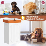 HOMEFORT Trash Can Cabinet, 23 Gallon Kitchen Garbage Can, Wooden Recycling Trash Bin, Dog Proof Trash Can, Trash Cabinet with Lid for Home Kitchen Bathroom, White