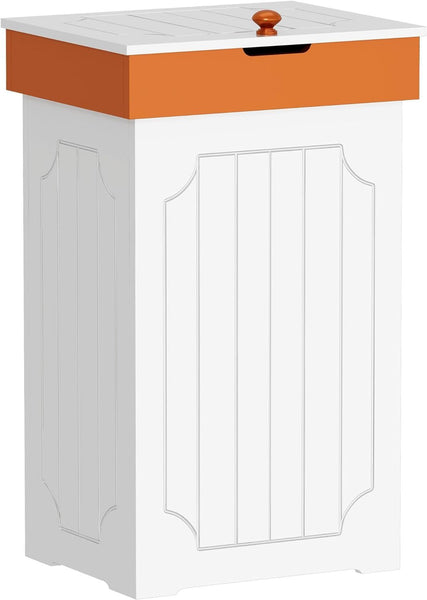 HOMEFORT Trash Can Cabinet, 23 Gallon Kitchen Garbage Can, Wooden Recycling Trash Bin, Dog Proof Trash Can, Trash Cabinet with Lid for Home Kitchen Bathroom, White