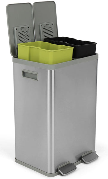 Simpli-Magic 40L Dual Compartment Trash Can Soft-Close Lid Step Garbage Can, 20L x 20L