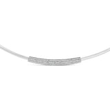 .925 Sterling Silver 1/5 Cttw Diamond Curved Bar Diamond Necklace