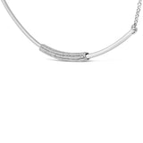 .925 Sterling Silver 1/5 Cttw Diamond Curved Bar Diamond Necklace