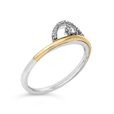 14K Yellow Gold Plated Sterling Silver 1/10 Cttw Diamond Arc Ring