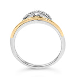 14K Yellow Gold Plated Sterling Silver 1/10 Cttw Diamond Arc Ring