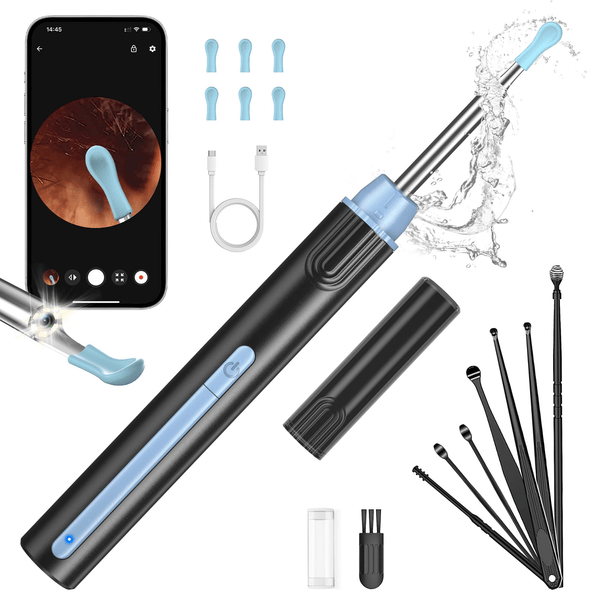 KEKOY Ear Camera and Wax Remover, Ear Wax Removal Tool, Upgraded Ear Cleaner with 1296P Camera, Smart Visual Earwax Remove Kits with 7 Pcs Ear Set for Daily Ear Pick, 6 LED Lights, Sky Blue