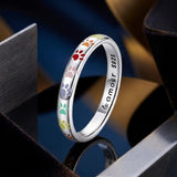 925 Sterling Silver Enamel Oxidized Silver Ring Size 6.0