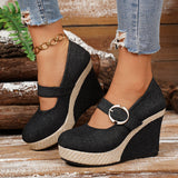 Womens Large-size Platform Wedge Thick-soled Pumps