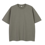 Double Yarn Short Sleeve Sweat-absorbing Cotton T-shirt Top