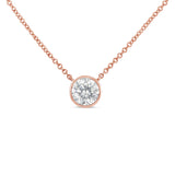 2 Micron 14K Rose Gold Plated Sterling Silver Bezel-Set Diamond Solitaire Pendant Necklace (1/3 cttw, H-I Color, I1-I2 Clarity)