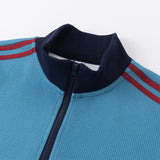 Striped Stand-Neck Preppy-Style Casual Sports Retro Jacket