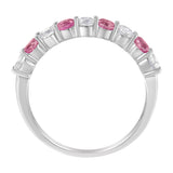 10KT White Gold 1/2 cttw Diamond and 3MM Created Blue Sapphire Gemstone Band Ring (H-I, I1-I2) - Size 7