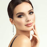 18K Bead Ball And Pearl Long Drop Earrings