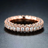 18K Gold and Italian Cut Crystal 3 Row Eternity Ring