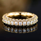 18K Gold and Italian Cut Crystal 3 Row Eternity Ring