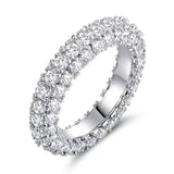 18K Gold and Italian Cut Crystal 3 Row Eternity Ring