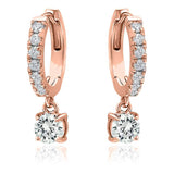 18K Gold Dangle Crystal Drop Huggie Earrings