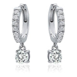 18K Gold Dangle Crystal Drop Huggie Earrings