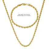 18K Gold European Classic Twist Necklace + Bracelet