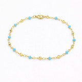 18k Gold Filled High Finish Polish Turquoise Ball Ankle Bracelet