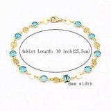 18k Gold Filled High Polish Finish Aquamarine Crystal Ankle Bracelet