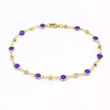 18k Gold Filled High Polish Finish Blue Crystal Ankle Bracelet