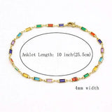 18k Gold Filled High Polish Finish Gold And Multi Color Dark Crystal Baguette Anklet